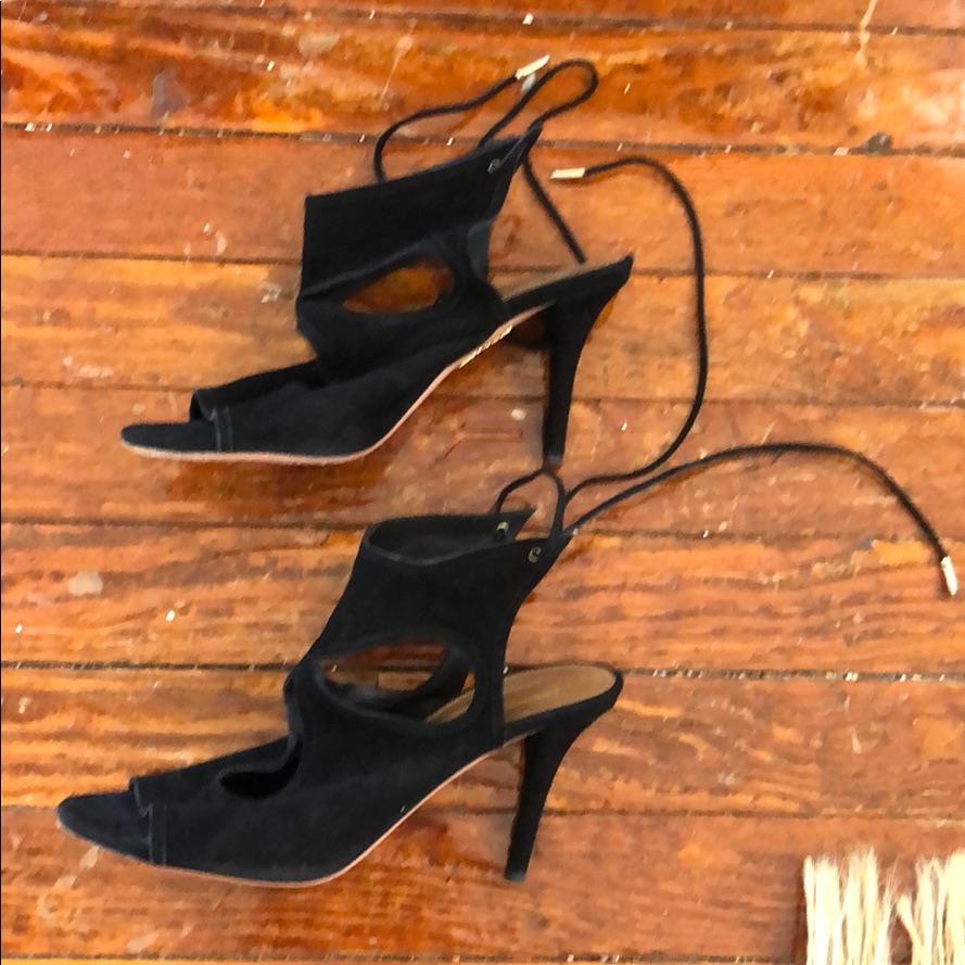 Aquazzura Black Strap Heels